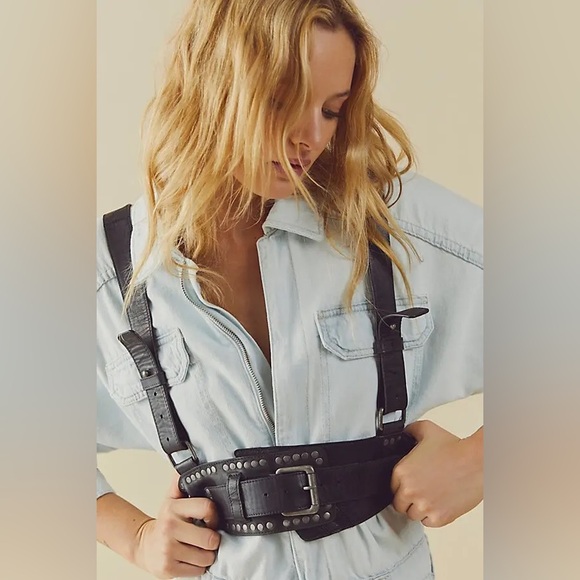 MSRP $138 FREE PEOPLE Maya Harness Black S/M - Picture 2 of 3